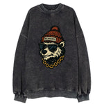 Milwaukee Badger wearing Milwaukee beanie with pom pom and wayfarer sunglasses - Vintage Sweatshirt