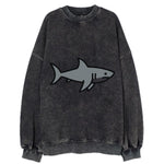 Great White Shark - Gray predator flat side profile - Vintage Sweatshirt