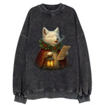 Snowbound Arctic Fox Caroler  - Vintage Sweatshirt