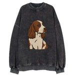 English Cocker Spaniel - Liver and white embroidered design - Vintage Sweatshirt