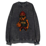 Cleveland Bulldog wearing Cavaliers wine and gold beanie with sword patch and - Vintage Sweatshirt