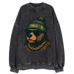 Waco Bear wearing Baylor beanie with BU patch - Vintage Sweatshirt