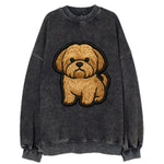 Shih Tzu - Minimalist fluffy design with - Vintage Sweatshirt