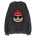Columbus Brutus wearing Ohio State beanie with Block O patch - Vintage Sweatshirt