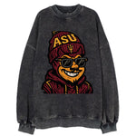 Tempe Sparky wearing Arizona State beanie with fork patch - Vintage Sweatshirt
