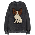 Papillon - White with brown ears sitting Vintage Sweatshirt