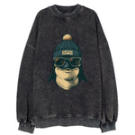 Washington Orca wearing Seattle beanie with pom pom and wayfarer sunglasses - Vintage Sweatshirt
