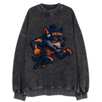 Chicago Wolf wearing Bears beanie with Lake Michigan patch and wayfarer - Vintage Sweatshirt