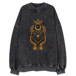 Crowned heart with Art Deco sunburst crown and geometric filigree hands - Vintage Sweatshirt