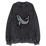 Humpback Whale - Gray breaching pose flat side profile - Vintage Sweatshirt