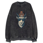 Salt Lake City Mountain Goat wearing SLC beanie with pom pom and wayfarer - Vintage Sweatshirt