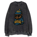 Los Angeles Bruin wearing UCLA beanie with script patch - Vintage Sweatshirt