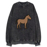Horse - Brown standing pose flat side profile - Vintage Sweatshirt