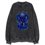 Mesmerizing cobra with hypnotic spiral patterns in the hood, scales that - Vintage Sweatshirt