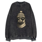 San Diego Sea Lion wearing San Diego beanie with pom pom and wayfarer - Vintage Sweatshirt