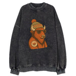 Oklahoma Buffalo wearing Oklahoma City beanie with pom pom and wayfarer - Vintage Sweatshirt