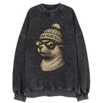 San Francisco Sea Lion wearing San Francisco beanie with pom pom and wayfarer - Vintage Sweatshirt