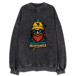 Morgantown Mountaineer wearing West Virginia beanie with WV patch - Vintage Sweatshirt