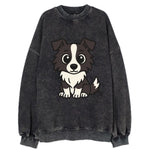 Border Collie - Intense stare sitting pose - Vintage Sweatshirt