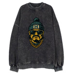 Honolulu Warrior wearing Hawaii beanie with H patch - Vintage Sweatshirt