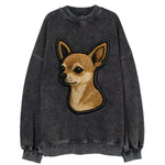 Chihuahua - Modern tiny dog logo with bo - Vintage Sweatshirt