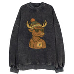 Edmonton Elk wearing Edmonton beanie with pom pom and wayfarer sunglasses - Vintage Sweatshirt