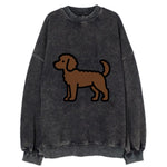 Labradoodle - Chocolate curly flat side profile - Vintage Sweatshirt