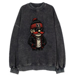 Lubbock Raider wearing Texas Tech beanie with guns up patch - Vintage Sweatshirt