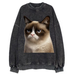 Grumpy Cat Expression  - Vintage Sweatshirt