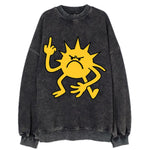 MORNINGS ARE PUNISHMENT | Grumpy sun with middle finger - Vintage Sweatshirt