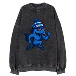 Indianapolis Colt Horse wearing Colts blue and white beanie with pom pom and - Vintage Sweatshirt
