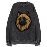 Keeshond - Contemporary spitz logo with - Vintage Sweatshirt
