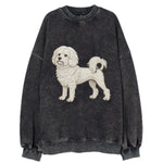 Löwchen - Little Lion Dog white embroidered pose - Vintage Sweatshirt