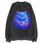 Luxurious Persian cat with flowing fur that refracts into rainbow prisms, soft - Vintage Sweatshirt