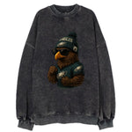 Philly Hawk wearing Eagles beanie with Rocky patch and wayfarer sunglasses - Vintage Sweatshirt