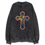 Stained Glass Cross  - Vintage Sweatshirt