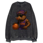 Phoenix Javelina wearing Suns beanie with cactus patch and wayfarer sunglasses - Vintage Sweatshirt