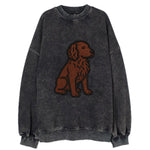 Boykin Spaniel - Rich chocolate brown wavy coat embroidered sitting pose - Vintage Sweatshirt