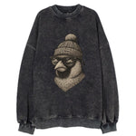 Virginia Cardinal wearing Richmond beanie with pom pom and wayfarer sunglasses - Vintage Sweatshirt