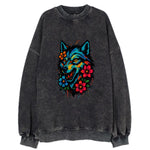 Floral Wolf Garden  - Vintage Sweatshirt