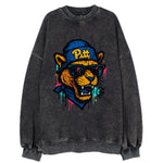 Pittsburgh Panther wearing Pitt beanie with script patch - Vintage Sweatshirt