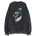 Chicago Pigeon wearing Chicago beanie with pom pom and wayfarer sunglasses - Vintage Sweatshirt
