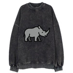 Rhinoceros - Gray with horn flat side profile - Vintage Sweatshirt