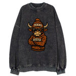 Austin Bevo wearing Texas beanie with longhorn patch - Vintage Sweatshirt