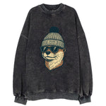 Grand Rapids River Otter wearing Grand Rapids beanie with pom pom and wayfarer - Vintage Sweatshirt
