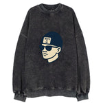 Annapolis Midshipman wearing Navy beanie with anchor patch - Vintage Sweatshirt