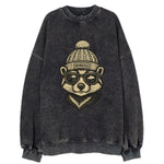 Wisconsin Badger wearing Milwaukee beanie with pom pom and wayfarer sunglasses - Vintage Sweatshirt