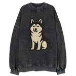 Pomsky - Pomeranian-Husky mix sitting po Vintage Sweatshirt