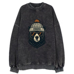 Louisiana Black Bear wearing New Orleans beanie with pom pom and wayfarer - Vintage Sweatshirt