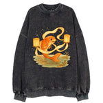 Koi weaving silk streamers through floating lanterns on tranquil water - Vintage Sweatshirt